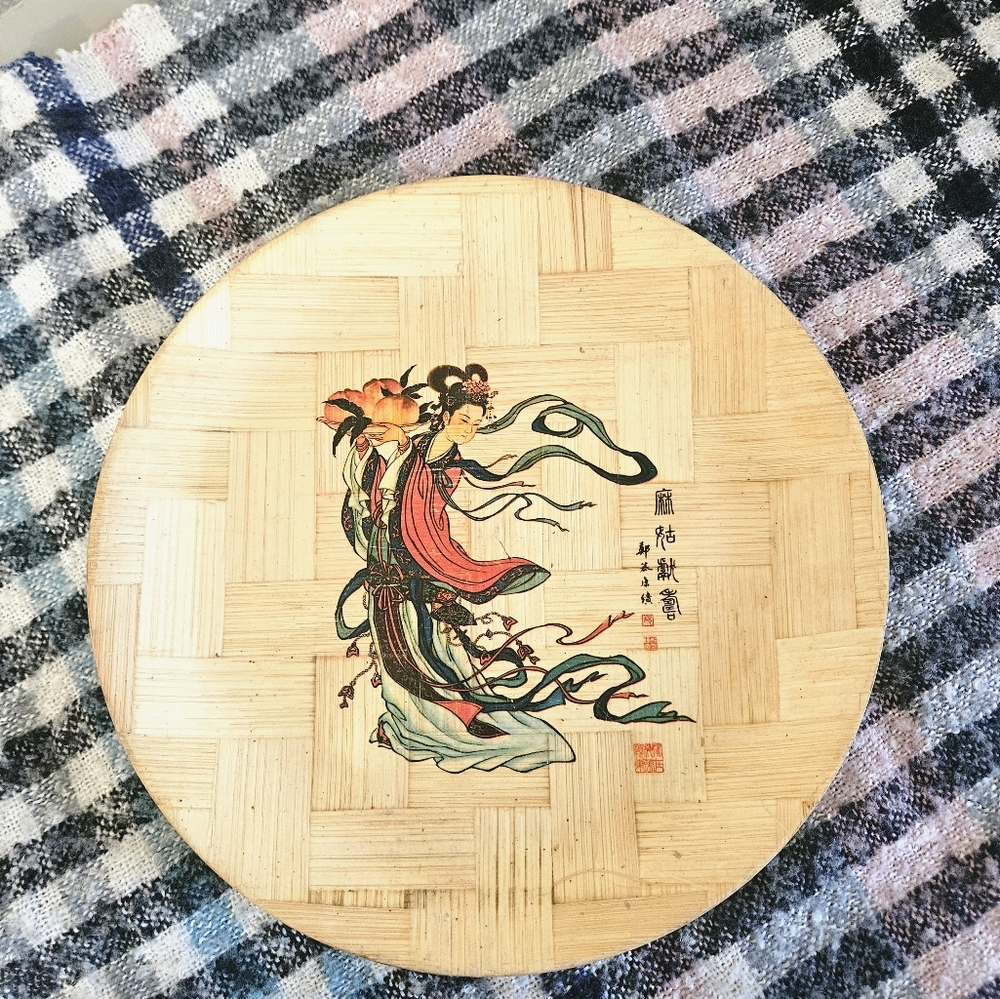 Vintage bamboo Asian plate
